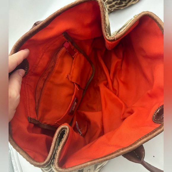 LIZ CLAIBORNE Linen Cotton Leather Trim Handbag - Picture 12 of 12